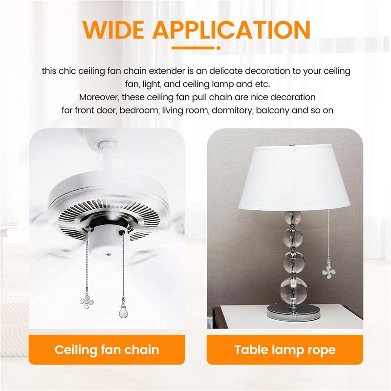 Versatile Ceiling Fan Pull Chain Fan Extension Chain Fan Chain Pulls Decorative 12 Inch Ceiling Fan Chain Extender Ornament