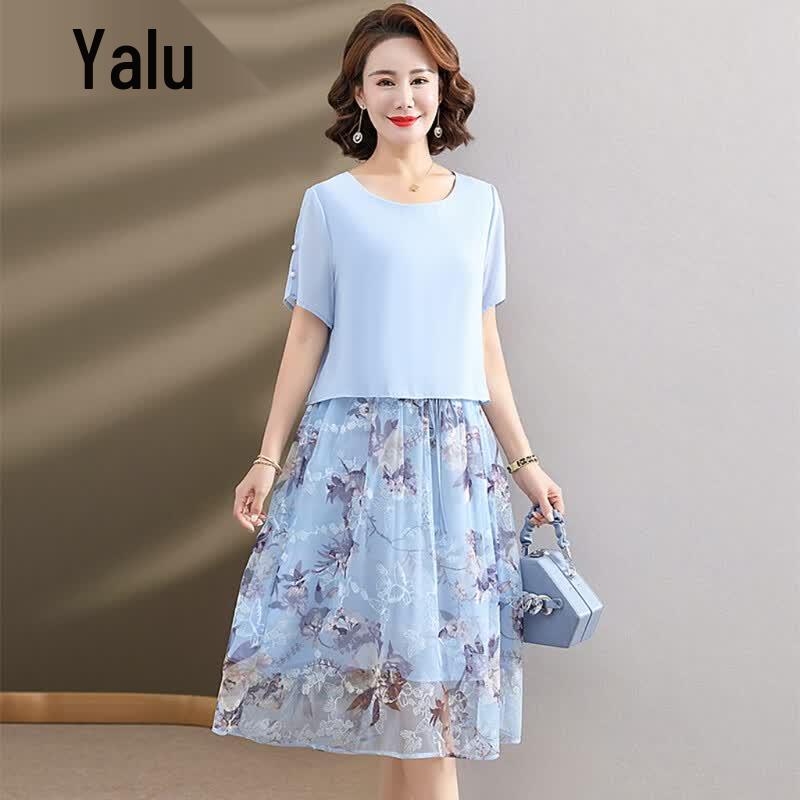 Yalu Women s Summer Elegant Mid-length Dress 2XL синий