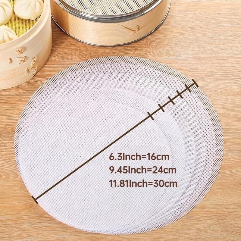 Silicone Bamboo Steamer Liners Non-Stick Round Reusable Steamer Mesh Pad Mats for Steaming Dumplings Vegetables Dim Sum Rice Buns Fish Kitchen Tools