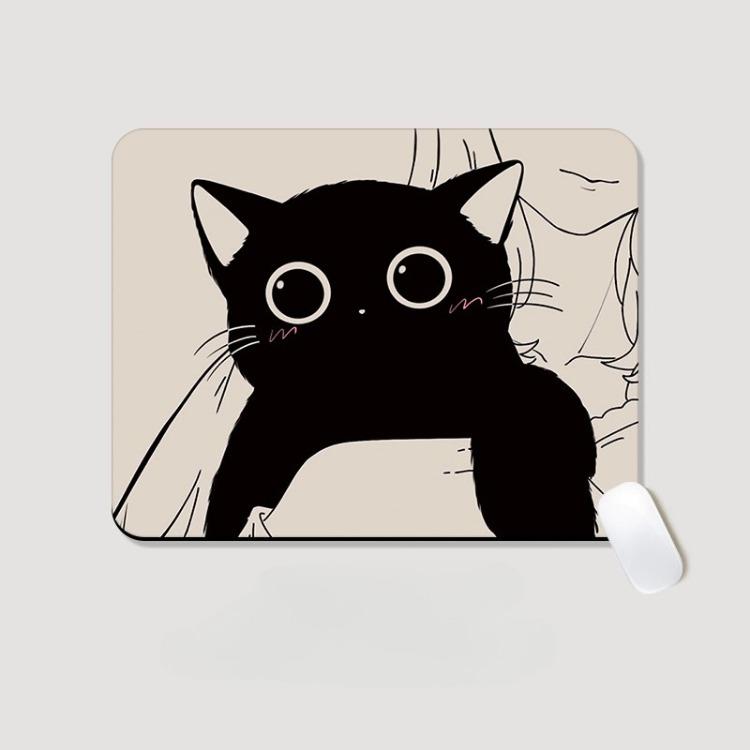 Cute Black Cat Small Mouse Pad Female Non-slip Cushion Office Entertainment Thickened Computer Desk Pad Wrist Pad