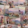63 European Pink Monet-Style Waterproof Graffiti Stickers for Suitcases, Water Bottles, and DIY Journals