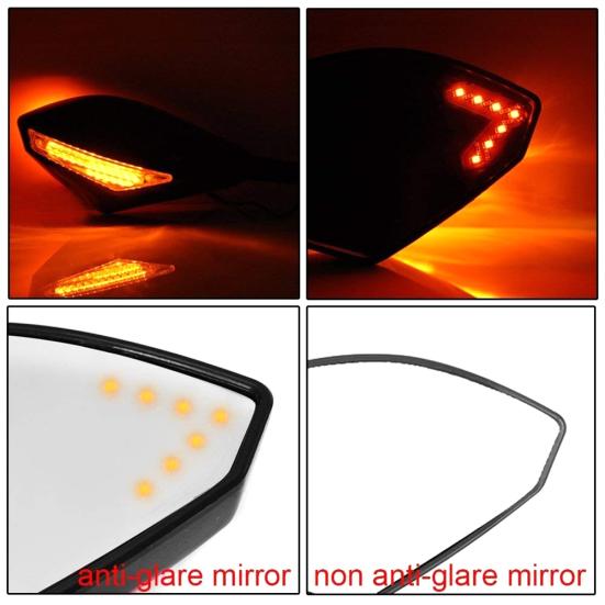 2Pcs Motorcycle Handlebar Mount Rearview Mirror with LED Turn Signal Lights