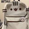 Cat Cartoon Nylon Backpack With Zipper Closure For School And Commuting