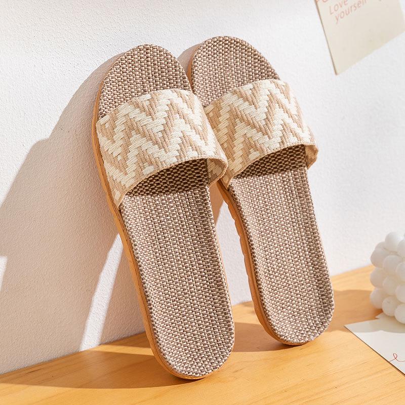 Unisex Thick-Bottom Rattan Straw Linen Slippers for All Seasons
