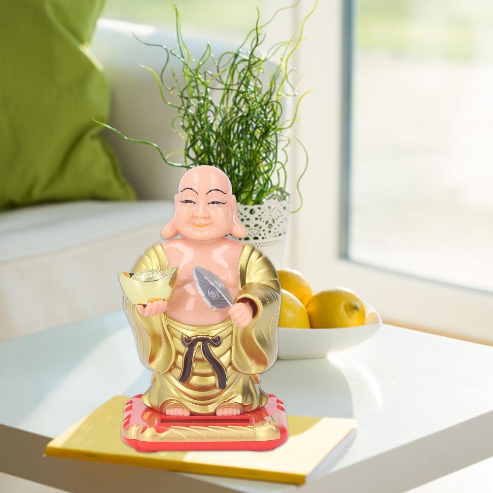Plastik Solar Wackel-Buddha Figur Gold Auto Armaturenbrett Licht Angetriebene Dekoration Büro Schreibtisch Display