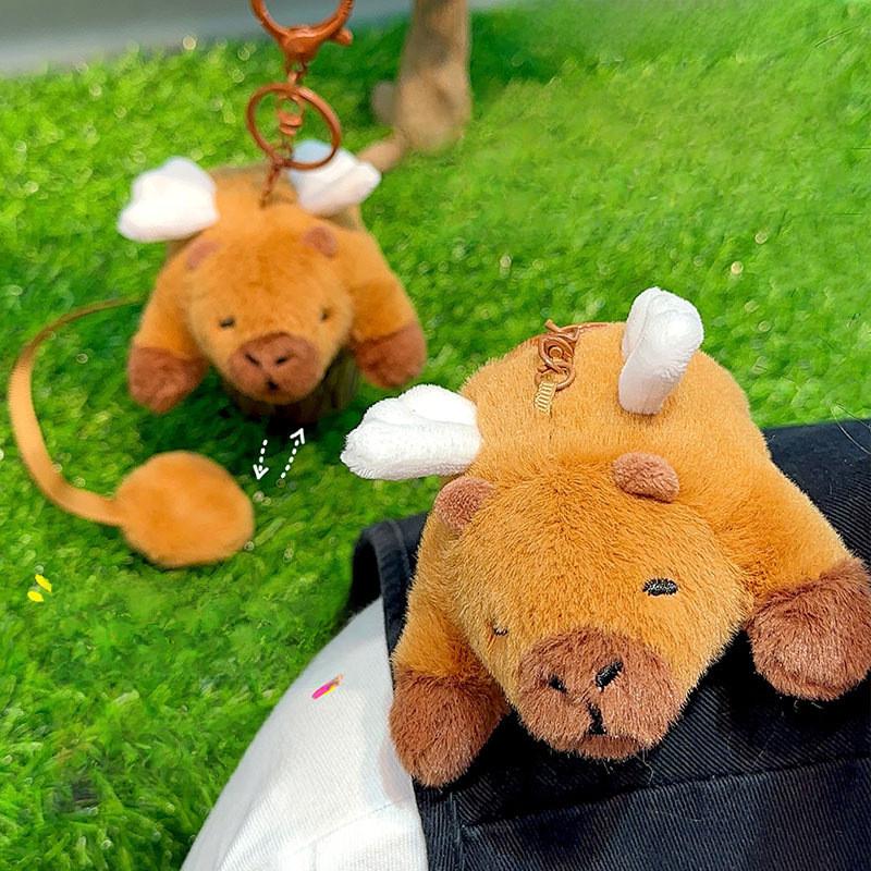 Capybara Cartoon Plush Wallet Earphone Bag Keychain Small Pendant Decorations