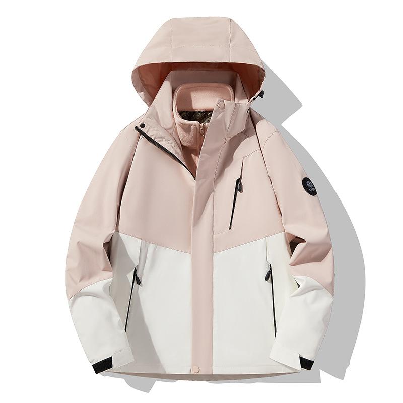 New Outdoor Three-in-one Stormtrooper Men Autumn and Winter Windproof Waterproof Mountaineering Clothing Couple Polar Fleece Warm Two-piece Set