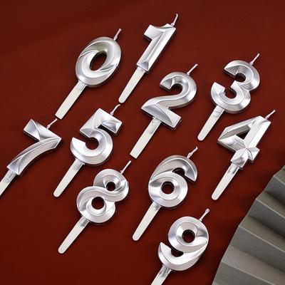 Silver Color Number Candle 0-9 Birthday Cake Decoration Topper for Happy Birthday Cake Decoration Baby Shower