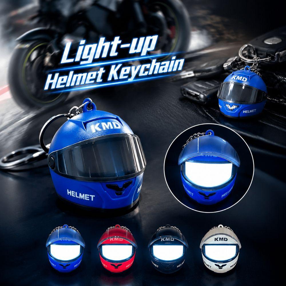 Realistic Light-up Helmet Keychain Cool Helmet Bag Charm  Key/Backpack Decor