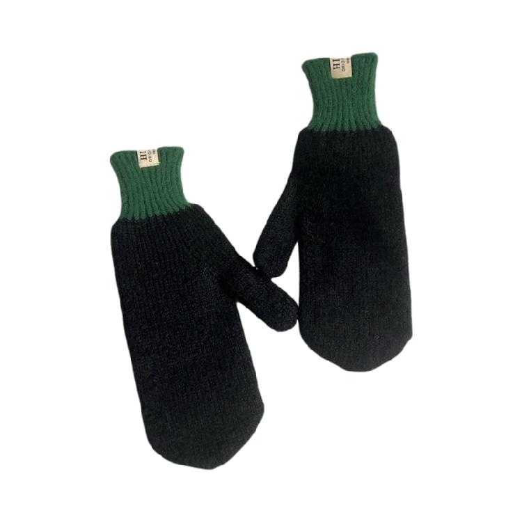 

Lovely Knitted Mitten Soft Plush Gloves Students Wrist Cuffs Detail for Children and Women Winter Photo Props чорний