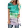 Womens Casual Short Sleeve T-Shirt With Starry Sky Digital Print Loose Fit Long Length Top 2025