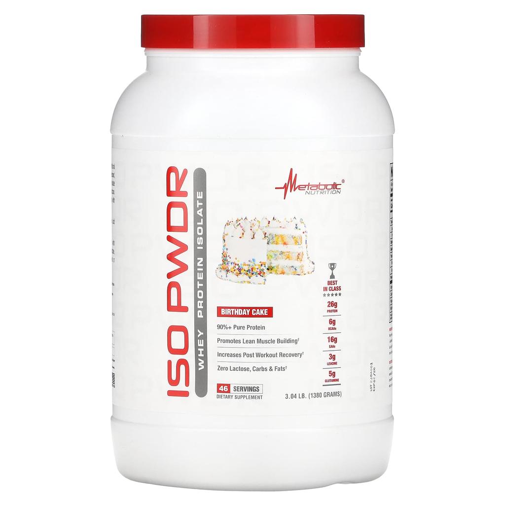 Metabolic Nutrition ISOpwdr, Whey Protein Isolate, Birthday Cake, 3.04 Lb (1,380 G)