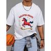 White T-Shirt Galloping Dreams Red Horse Magic Print for Casual Wear and Fantasy Lovers