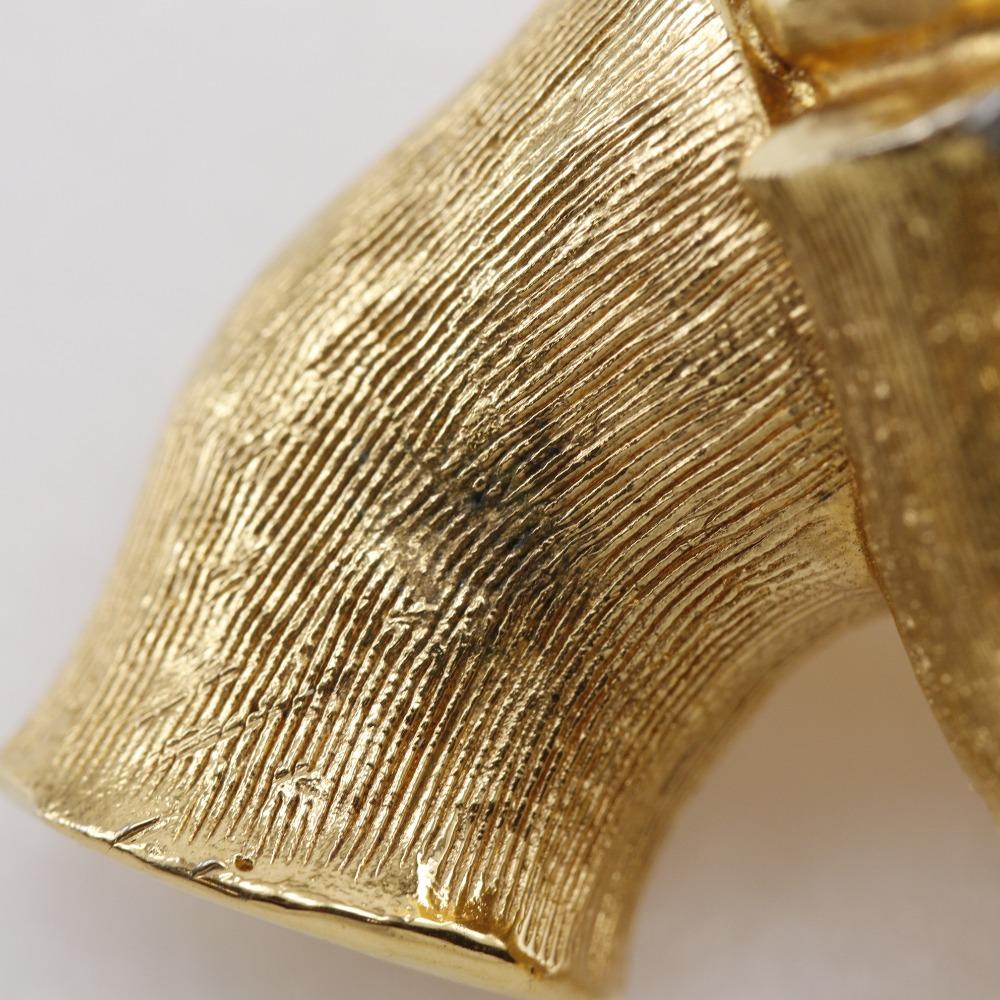 Chanel Bamboo COCO Mark Brooch Vintage Plated Gold 35g Women Used