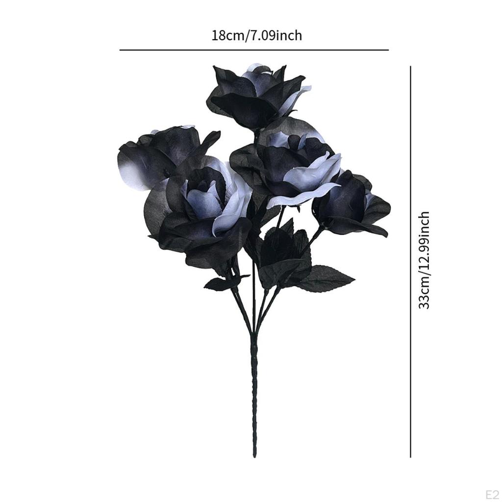 Artificial Black Roses, Centerpieces for Halloween Decoration, Lightweight, Ideal DIY Projects,