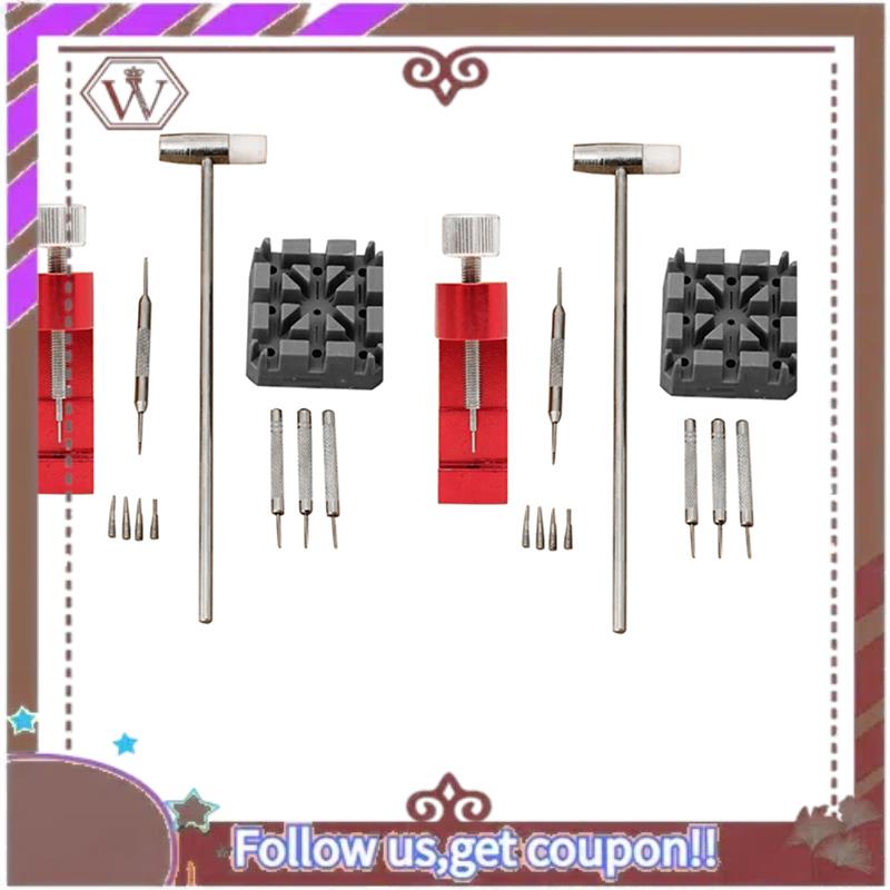 A95D-22Pcs Watch Repair Link Remover Tool Hammer Pins Strap Holder Bracelet Chain Adjuster Repair Tool Kit For Men/Women