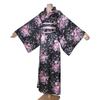 Long Kimono Japanese Style Floral Satin Yukata with Perfect for Fireworks Everyday Summer Kimono Women's Dress, Obi, Festivals, Wear, (KL02-Black)