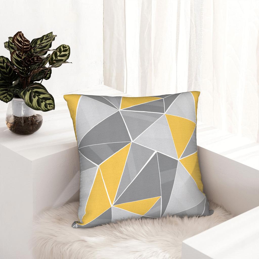 Yellow Grey Geometric Pillow Case Cute Funny Pillow Cover Design Pillowcases For Office Car Home Decor