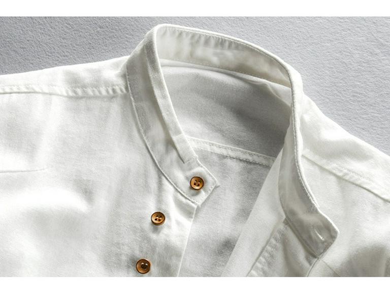 2025 Men's Casual Linen Shirt - Autumn/Winter Chinese Style with Stand Collar