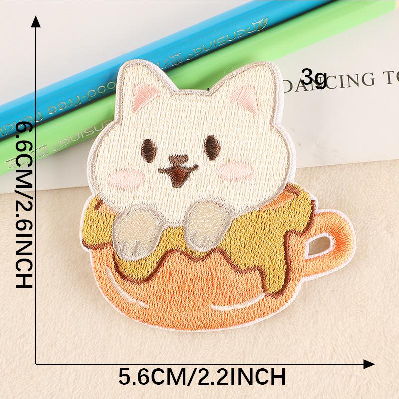 Cartoon Anime Cat Embroidery Self-Adhesive Patch - DIY Clothing Accessory