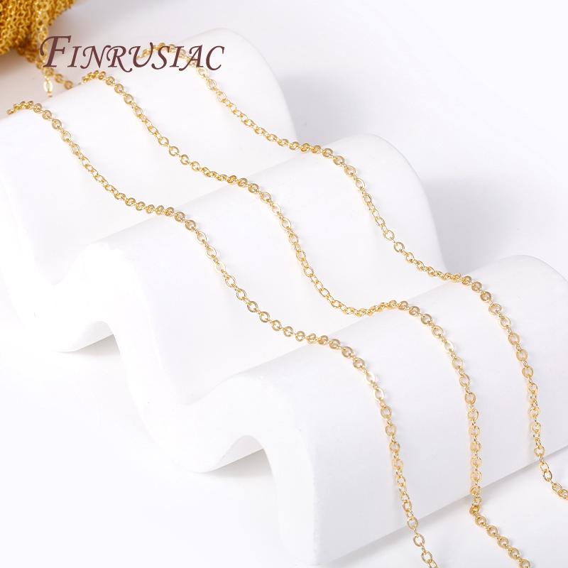High Quality Spool Chains For DIY Necklace Bracelet Making Supplies 18K Gold Plated Metal O Shape 2.0mm Thin Chains Wholesale