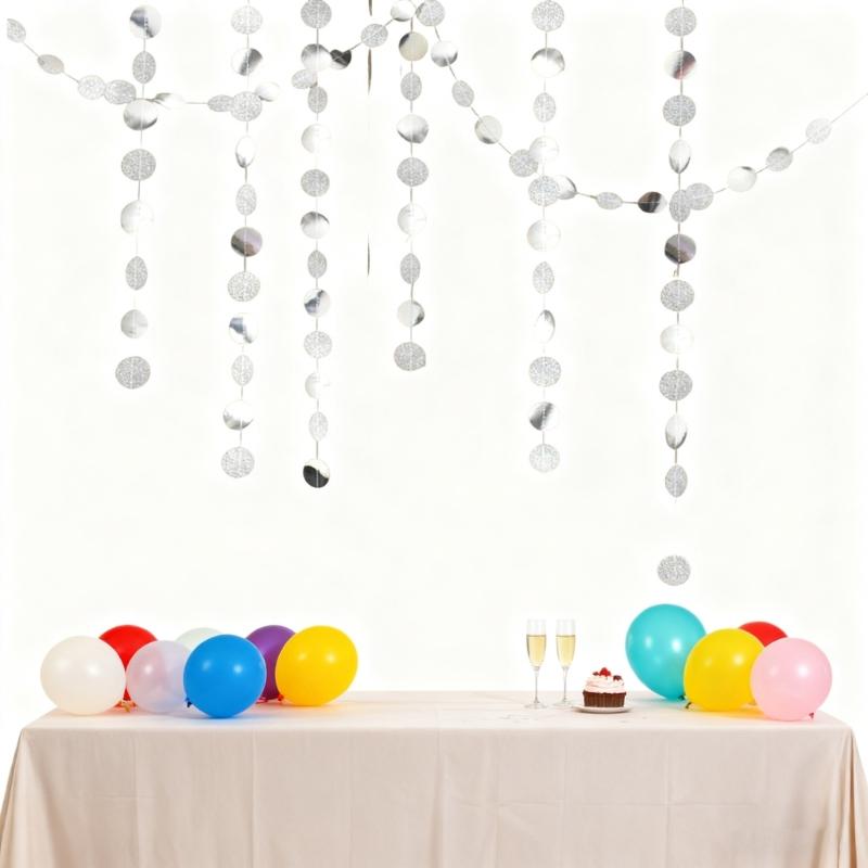 Shimmering Glitter Circle Party Decorations Garlands Bunting Banners Photo Props Durable Paper