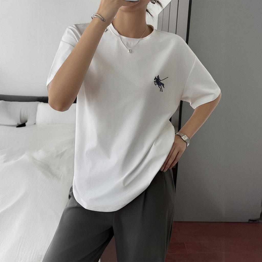 Fashion High Street Women's Casual Vacation Style Solid Color Round Neck Printed Short-sleeved Top for Women's T-shirt