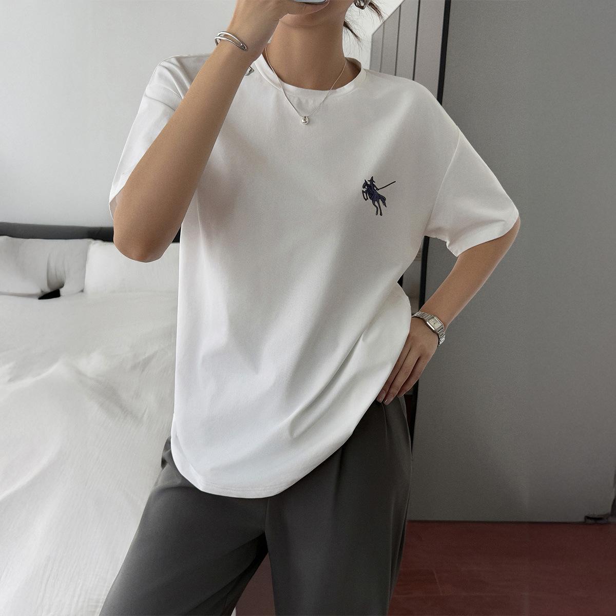 

Модная уличная женская повседневная футболка в стиле отпуска однотонная с круглым вырезом и принтом с коротким рукавом для женщин S белый