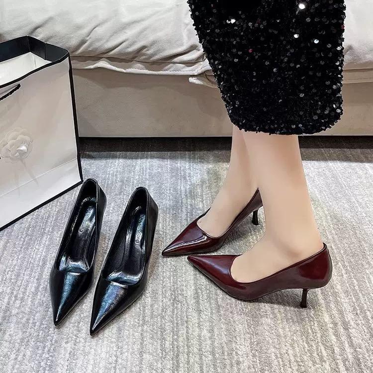 Women's High Heels 2025 Spring New Style French Luxury Shallow Mouth Single Shoes Fashion Pointed Stiletto High Heels