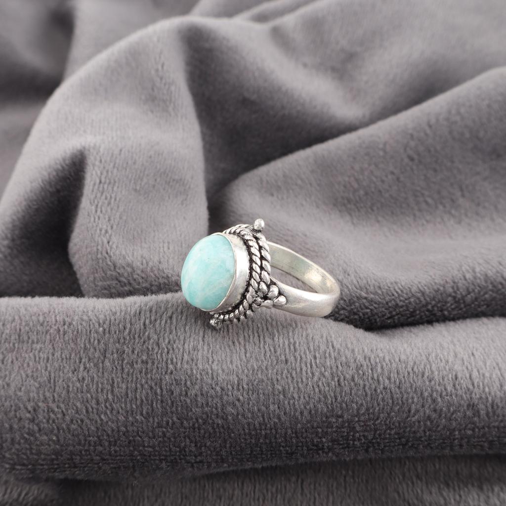 Amazonite Ring, 925 Solid Sterling Silver Ring Handmade Gemstone Jewelry, Brand New Ring Gifts For Wife