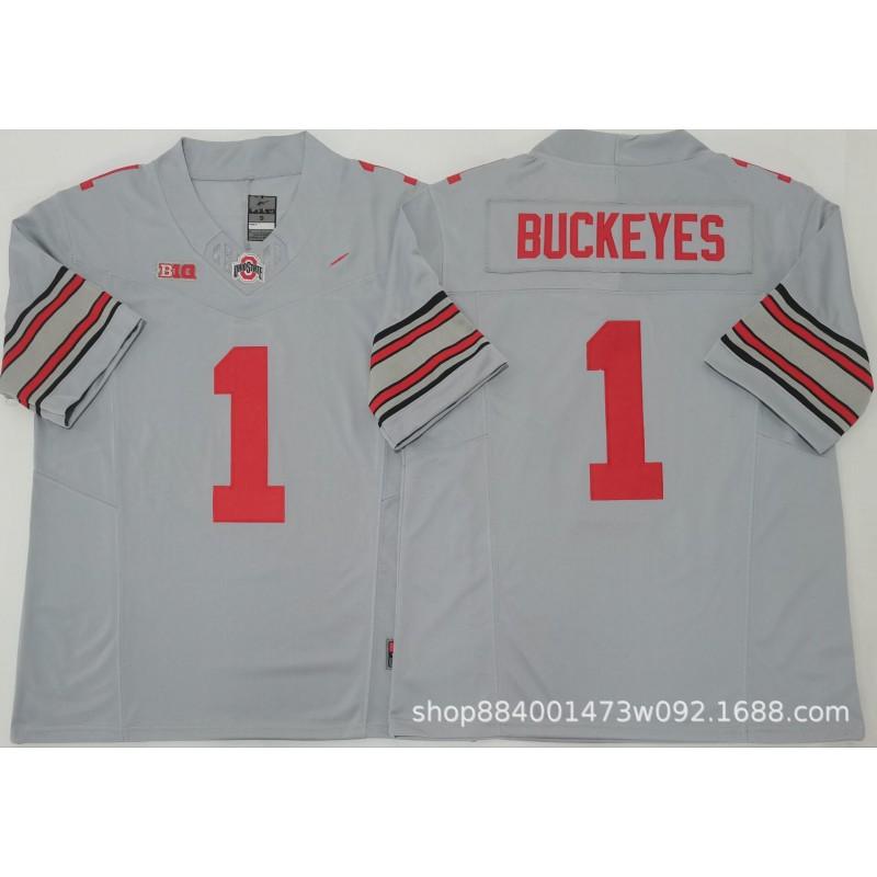 Mens Ohio State Buckeyes Rugby Jersey Training Shirt Cotton Blend Embroidered Football Uniform College Team Practice