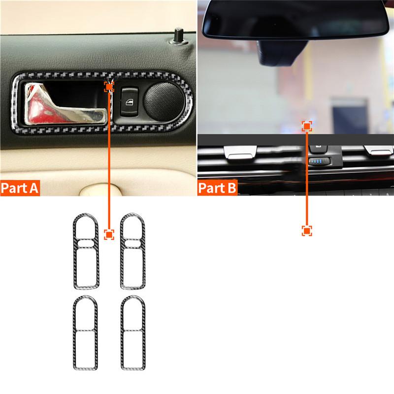 Car Carbon Fiber Interior Button Panel Trim Sticker Frame For VW Golf 4 GTI Jetta MK4 1999-2004 Styling Accessories