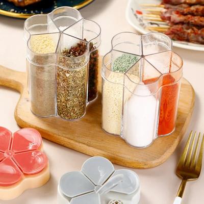 New Camping Seasoning Jar with Lids Transparent Spice Compartment for Kitchen Cooking BBQ Salt and Pepper Shaker Outdoor Camping