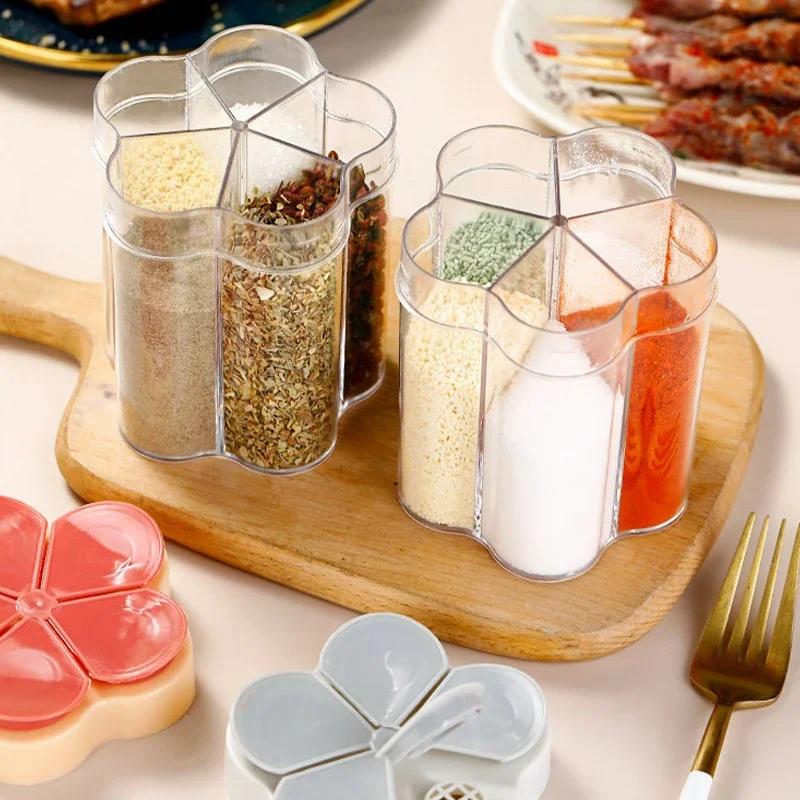 Camping Seasoning Jar with Lids Transparent Spice Compartment for Outdoor Cooking BBQ Salt and Pepper Shaker Outdoor Camping