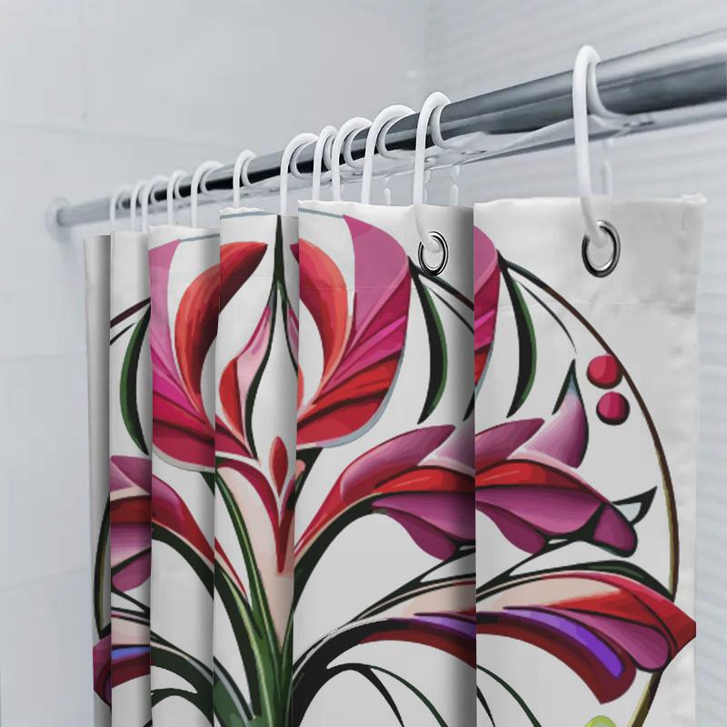 Creative abstract floral pattern shower curtain waterproof and mildew-proof bathroom curtain home decoration shower curtain