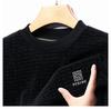 Men's Double-Sided Chenille Jacquard Round Neck Hoodie, Velvet-Lined, Loose Fit, Winter 2025 Warm Top