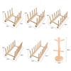 Wooden Multifunction Kitchen Organizer Durable Drying Pot Lid Holder Book Display Stand Cups Shelf Dish Drain Rack
