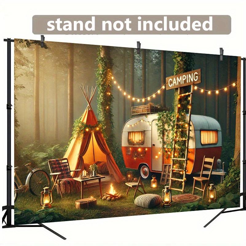 2D Plane, Camping Scene Background Flag - Polyester Material Wall Decoration Item