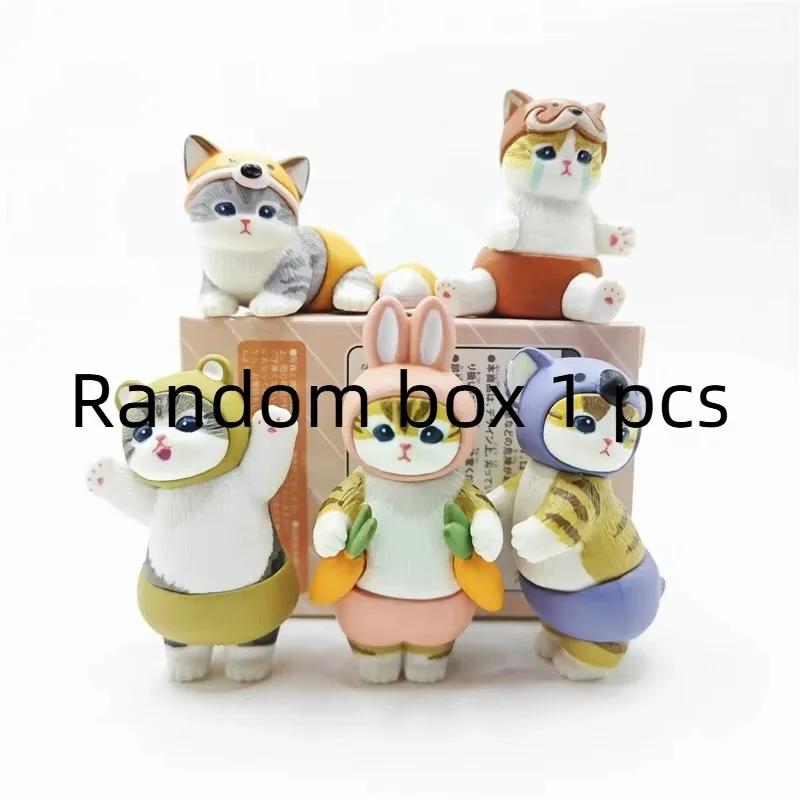 Stock In Mofusand Cute Cat Wearing Rabbit Cover Handmade Model Toy Doll Desktop Ornament Holiday Birthday Gifts