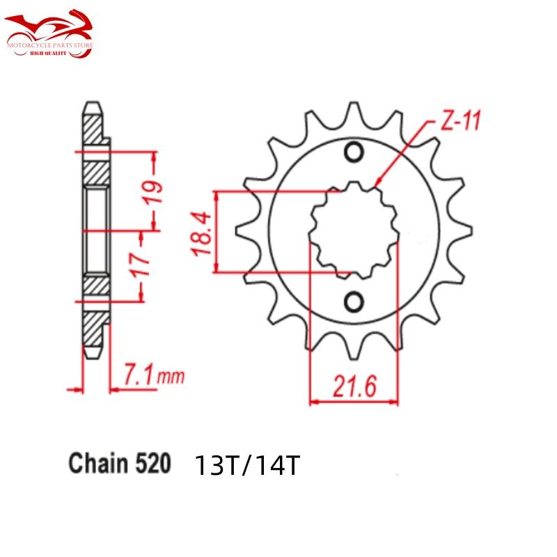 520 13T 14T 43T Motorcycle Star Front Rear Sprocket for Honda XR250 I S Baja 1996 XR 250 Baja 1997-2001 2003 2004 2005 2006 2007
