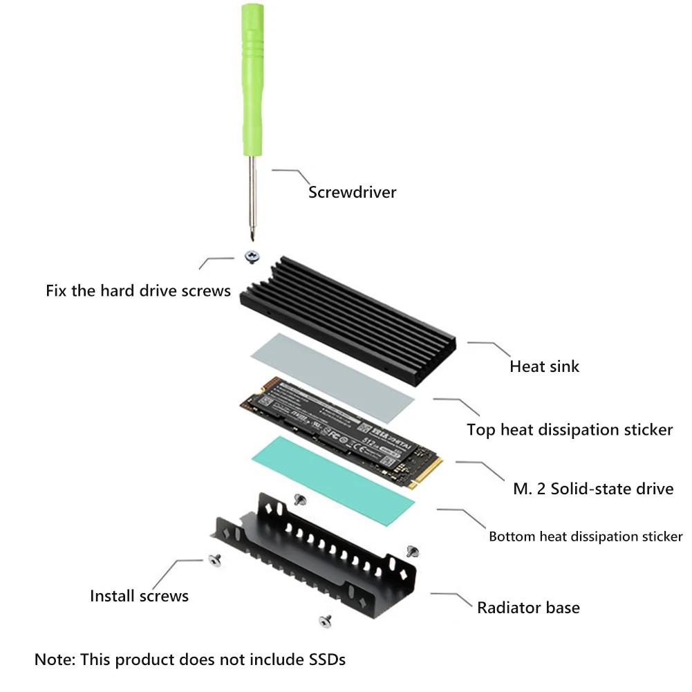 FinalCool M.2 SSD NVMe Heat Sink M2 2280 Solid State Hard Disk Radiator Aluminum Alloy Heatsink with Thermal Pad for Desktop PC