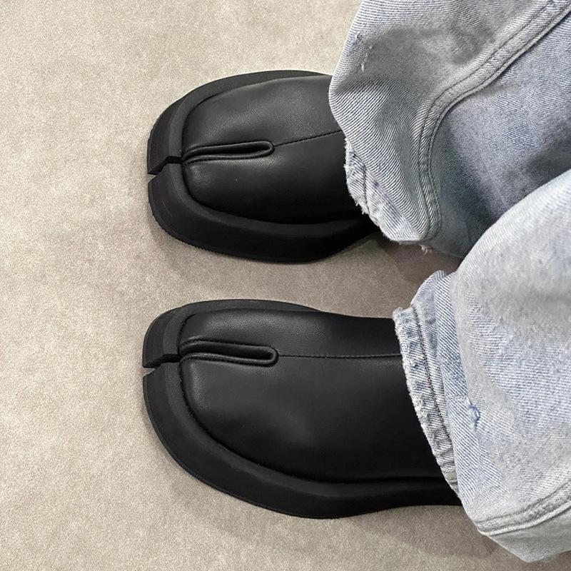 

[migua] m6 Мэгги лоферы на платформе с раздельным носком в британском стиле, маленькие кожаные туфли на одном педале, на которые можно наступать, уродливо-милые туфли 35