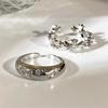 Cold Wind Silver Zircon Cross Ring Niche Design Ins Light Luxury Index Finger Ring Personalized Open Ring