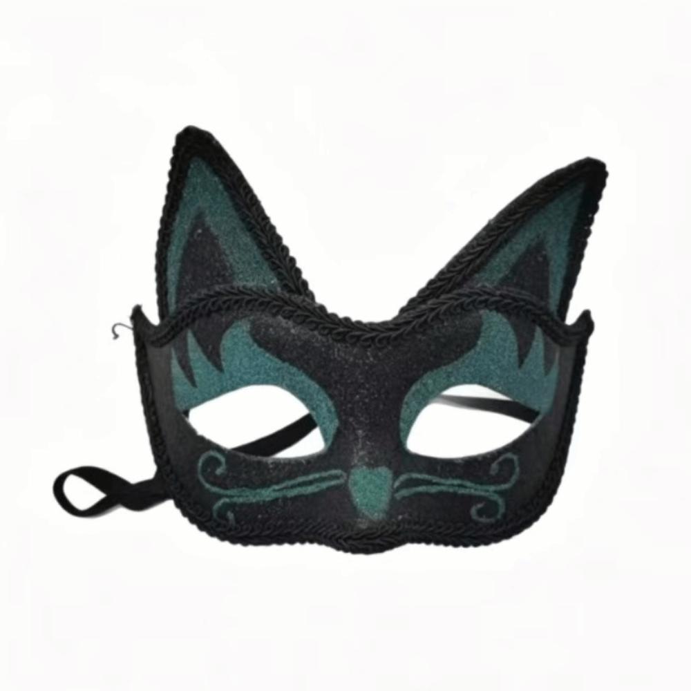 Vintage Venetian Masquerade Cat Mask 3D Cat Texture Halloween Cat Party Eye Mask  Masquerade Ball зелёный