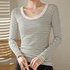 Navava Women Ribbed U Neck Long Sleeve T shirT nT3000