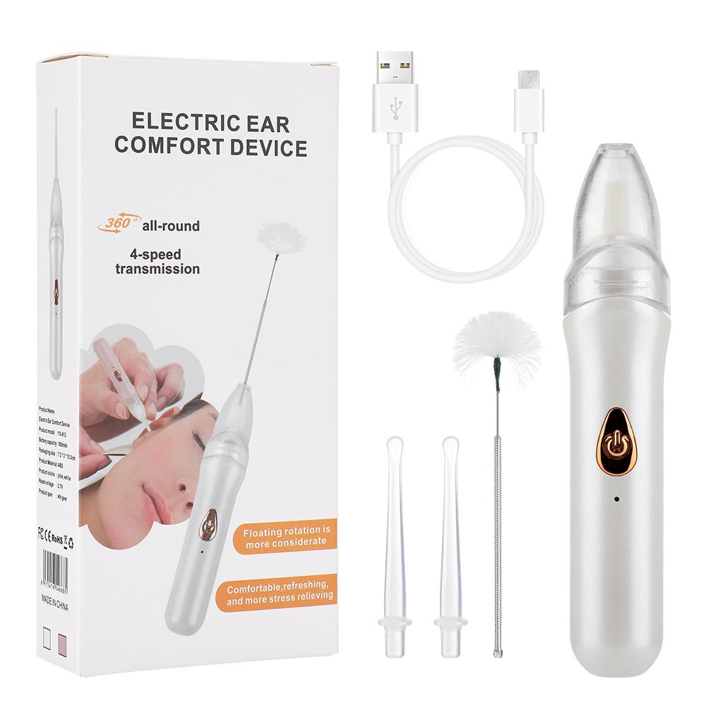 Electric Relaxation Ear Cleaner Ear Picking Tool Set Goose Feather Stick Gentle 4 Speeds Ear Canal Cleaning Earwax Removal Tool