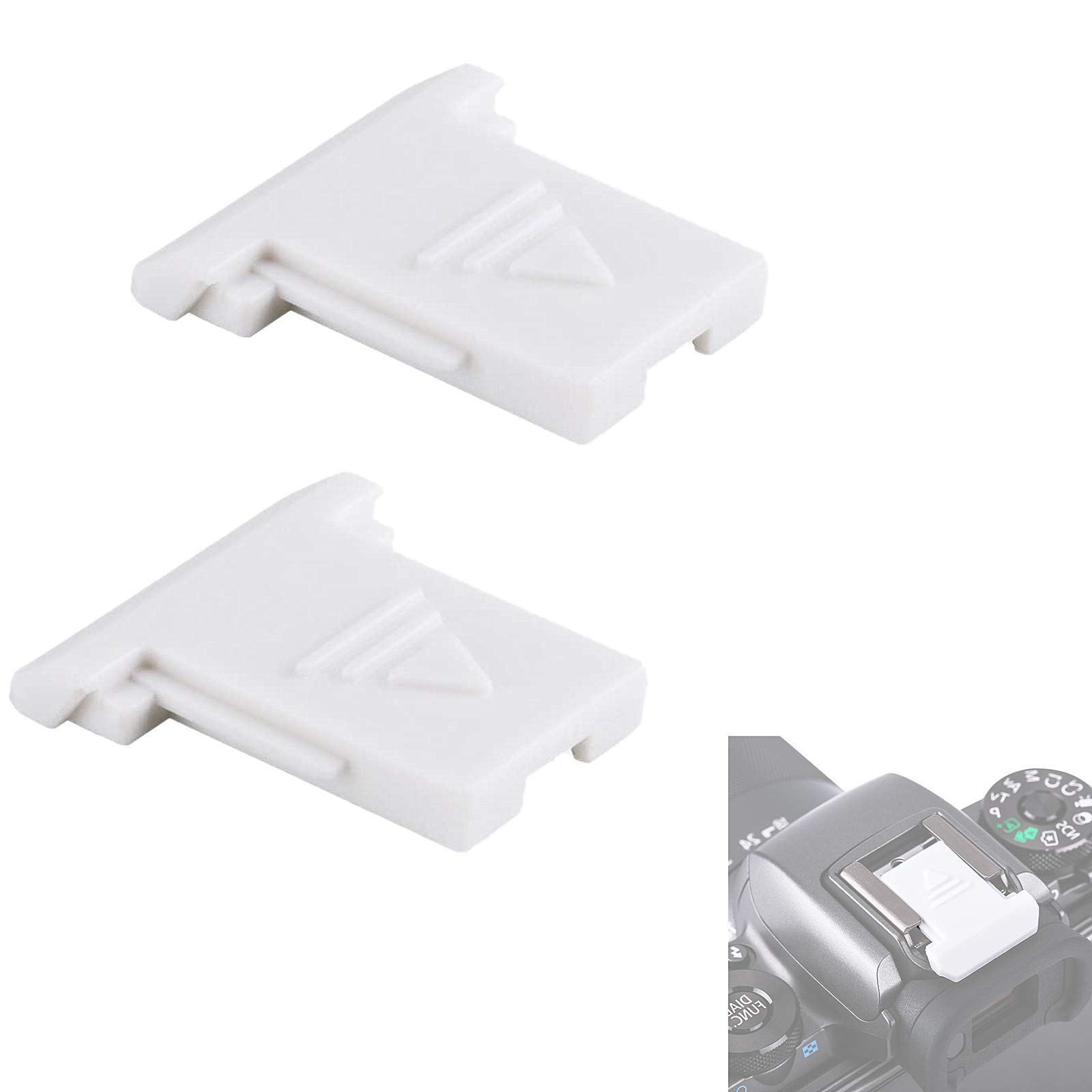 

White Hot Shoe Covers for Canon Kiss M50 Mark EOS 200D Mark 1DX Mark 5D Mark 6D Mark II 2-Pack M, M2, M50, II, R, R5, R6, RP, Ra, 850D, 90D, 80D, 77D,