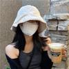 Solid Color Women's Bucket Hat Large Brim Outdoor Fisherman Hat Cotton Basin Hat  Female