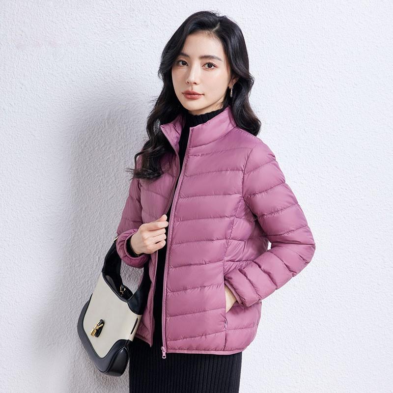 Womens Lightweight Hooded Short Down Jacket 91% White Duck Fill Regular Fit Casual Office Wear