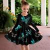 Mädchen Lässiges 3D-Schmetterlingsmuster Print Rundhals Langarm Kleid Kinder Prinzessinnenkleid